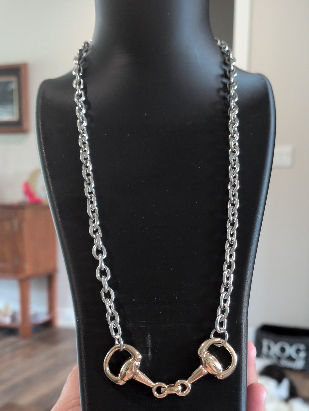 Silver-Tone Horse Bit Link Necklace - Women's Jewelry